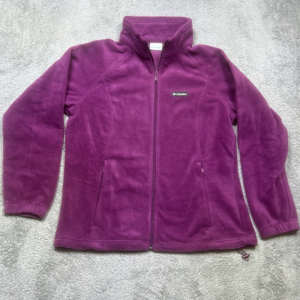 Columbia Fleece Jacket Womens 1X Purple Benton Springs Full Zip Outdoor PLUS